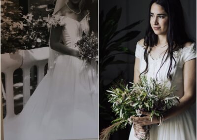 prima e dopo restyling abito da sposa della mamma